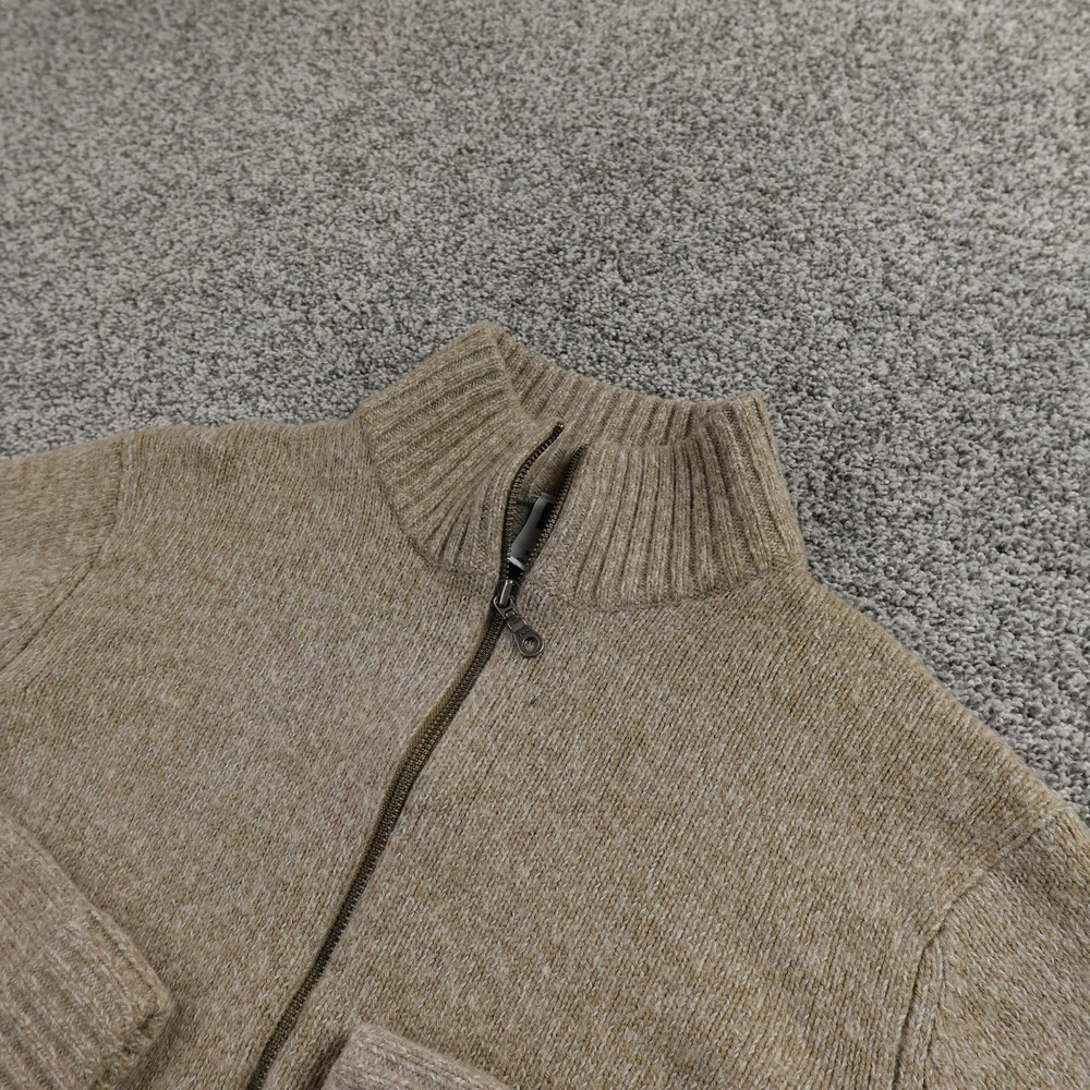 VTG GAP Sweater Mens 2XL Tan Beige Full Zip Mock Neck Lambswool Jacket‎ Knit Y2K